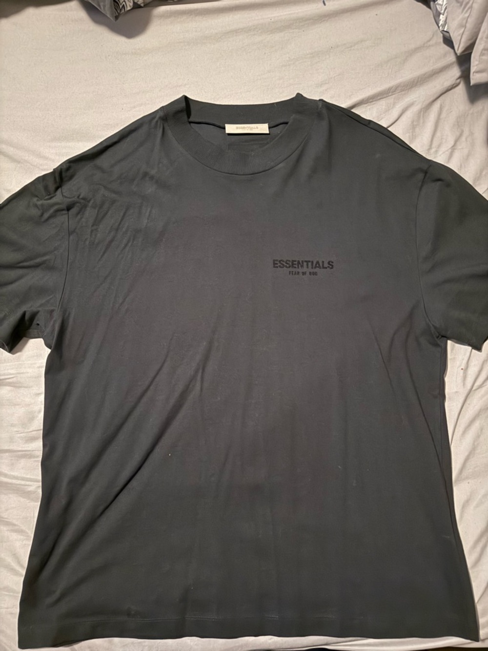 ESSENTIALS Black Minimal Logo Crewneck Tee